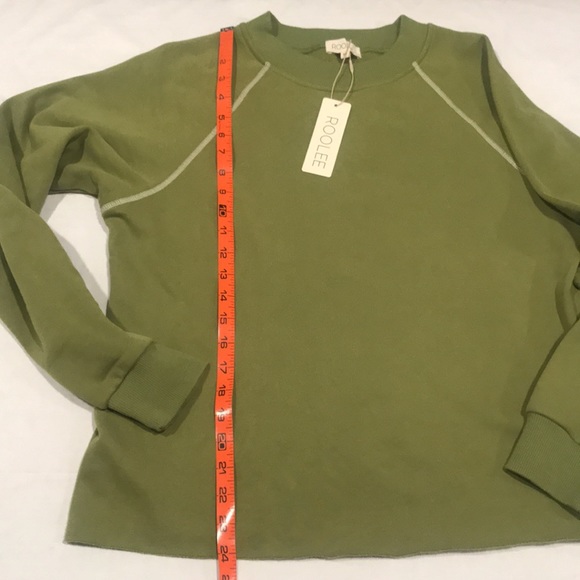 NEW! Roolee Crew Neck Sweatshirt Avocado Green White Stitching M - Picture 13 of 15